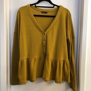 Yellow Ruffle Peplum Top